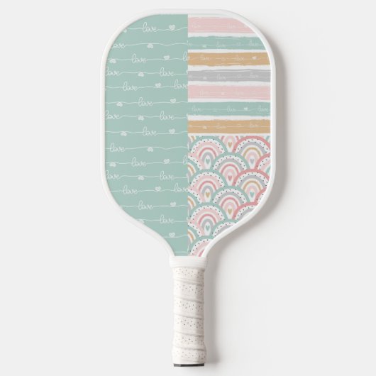 Raquette De Pickleball Patchwork Heart Rainbow Pastel - Pickleball Paddle (Recto)
