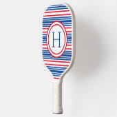 Raquette De Pickleball Patriotique rouge blanc & bleu moderne Monogramme (Gauche)