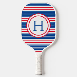 Raquette De Pickleball Patriotique rouge blanc & bleu moderne Monogramme