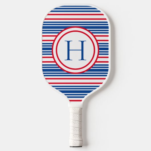 Raquette De Pickleball Patriotique rouge blanc & bleu moderne Monogramme (Recto)