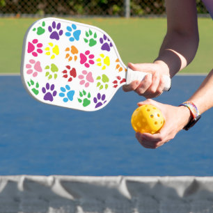 Raquette De Pickleball Paws Colorés, Paws Chiens, Paws Chat