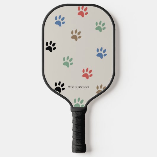 Raquette De Pickleball Paws Dog Cat Monogrammed Name (Recto)