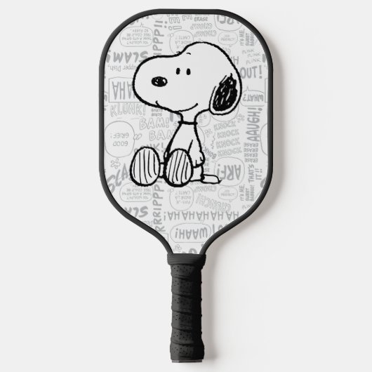 Raquette De Pickleball PEANUTS | Snoopy on Black White Comics (Recto)