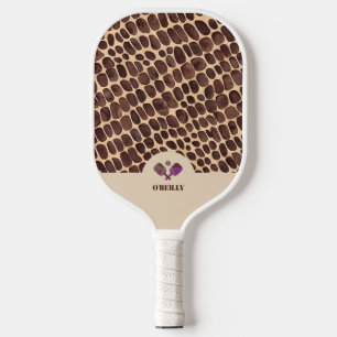 Raquette De Pickleball Peau animale Brown Motif Monogramme moderne