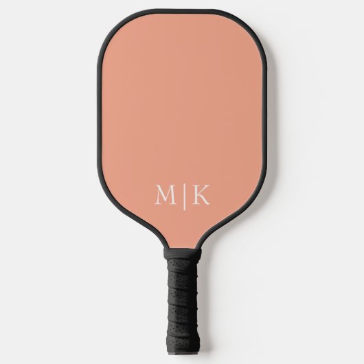 Raquette De Pickleball Pêche et blanc | Monogramme moderne (Recto)