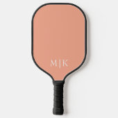 Raquette De Pickleball Pêche et blanc | Monogramme moderne (Verso)