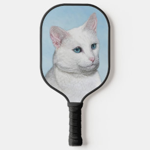 Raquette De Pickleball Peinture de chat blanc - Cute Original Cat Art