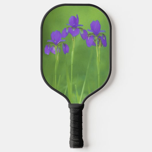 Raquette De Pickleball Peinture Iris Violet - Art Fleur Originale (Recto)