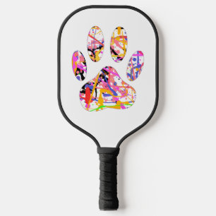 Raquette De Pickleball Peinture Splatter Chien Coeur Empreinte de patte