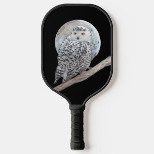 Raquette De Pickleball Peinture sur la Chouette neigeuse et la Lune - Art