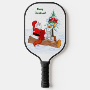 Raquette De Pickleball Père Noël avec Renard de lapin et écureuil