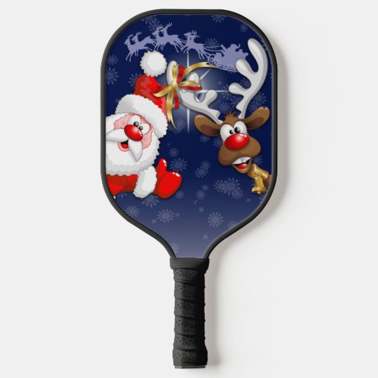 Raquette De Pickleball Père Noël et Reindeer Joyeux Noël Joyeux dessin an (Recto)