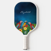 Raquette De Pickleball Perroquets oiseaux rouge bleu jaune motif nom scri (Verso)