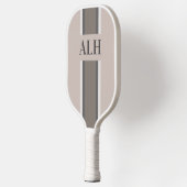 Raquette De Pickleball Personalised Neutral Stripe Custom Initials Modern (Gauche)