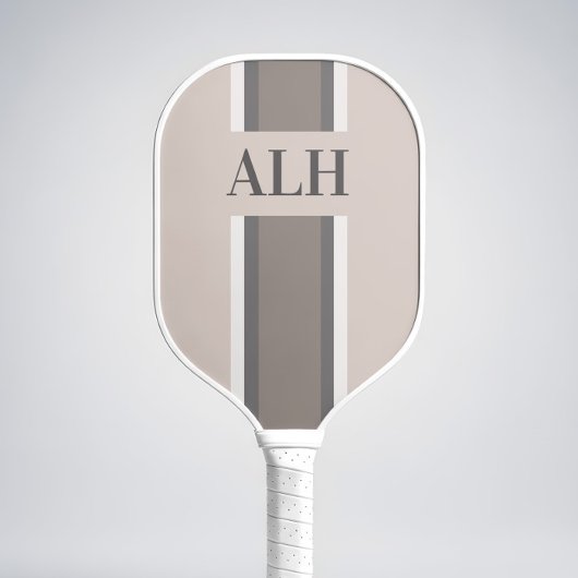 Raquette De Pickleball Personalised Neutral Stripe Custom Initials Modern