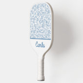 Raquette De Pickleball Personalized Blue Floral Pattern Custom Name (Gauche)