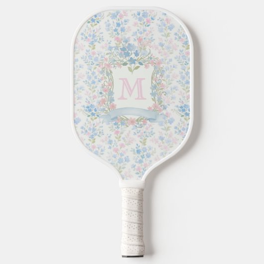 Raquette De Pickleball Personalized Floral Monogram Pickleball Paddle (Recto)