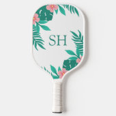 Raquette De Pickleball Personalized Floral Tropical Design Custom Initial (Verso)