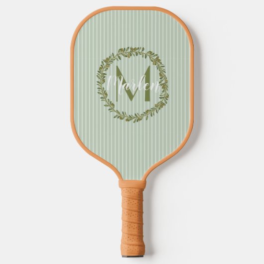 Raquette De Pickleball Personalized Olive Wreath Monogram  (Recto)