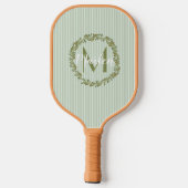 Raquette De Pickleball Personalized Olive Wreath Monogram  (Verso)