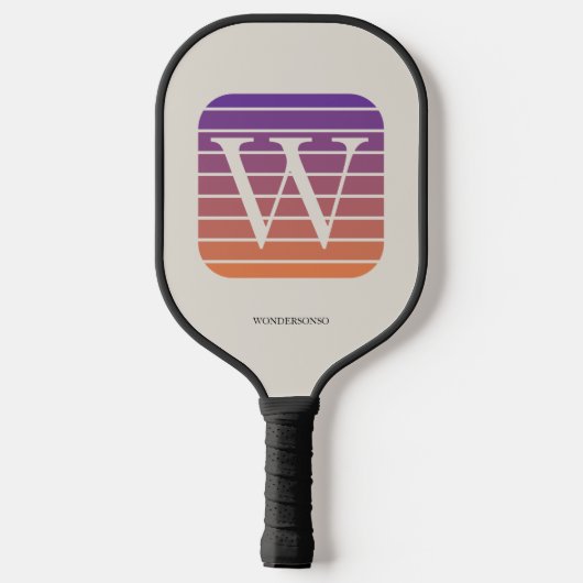 Raquette De Pickleball Personalized Ombre Monogram square (Verso)