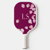 Raquette De Pickleball Personalized Pink Petals Monogram (Verso)