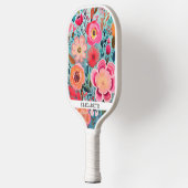 Raquette De Pickleball Personalized Pretty Bright Colorful Floral (Gauche)