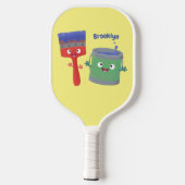 Raquette De Pickleball Personnages de peinture et de pinceau mignons (Verso)