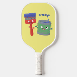 Raquette De Pickleball Personnages de peinture et de pinceau mignons