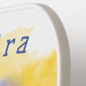 Raquette De Pickleball Personnalisé bleu et jaune (Détail gauche)