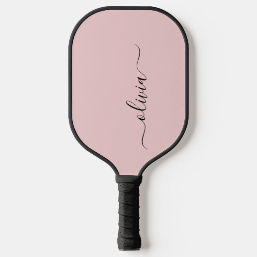 Raquette De Pickleball Personnalisé Blush Dusty rose moderne Script Girl (Recto)