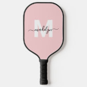 Raquette De Pickleball Personnalisé Blush rose Nom moderne Monogramme (Recto)