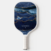Raquette De Pickleball Personnalisé Elegant Marine Blue Agate Moderne (Verso)