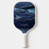 Raquette De Pickleball Personnalisé Elegant Marine Blue Agate Moderne (Recto)