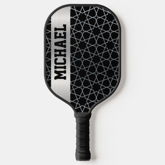 Raquette De Pickleball Personnalisé noir et argent (Recto)