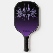 Raquette De Pickleball Personnalisé noir et violet avec conception et nom (Verso)