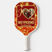 Raquette De Pickleball Personnalisé Valentines Coeur Photo J'aime Mon cop (Recto)