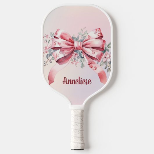 Raquette De Pickleball Personnalisée Élégante Chinoiserie Rose Bow (Recto)