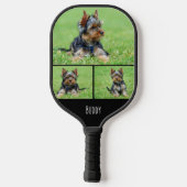 Raquette De Pickleball Pet Photo Collage with Name (Verso)