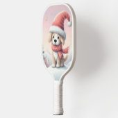 Raquette De Pickleball Petit chiot de Noël en chapeau santa (Gauche)