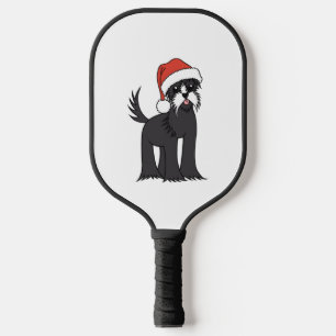 Raquette De Pickleball Petit Schnauzer Chien de Noël à Santa Hat
