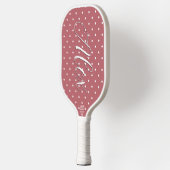 Raquette De Pickleball Petits points polka rose blush blanc (Gauche)