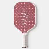 Raquette De Pickleball Petits points polka rose blush blanc (Verso)
