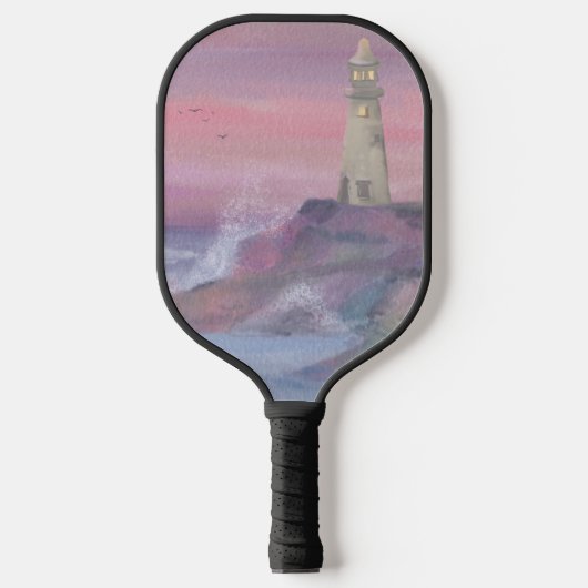 Raquette De Pickleball Phare Côtier Bluff Avec Ciel Rose (Recto)