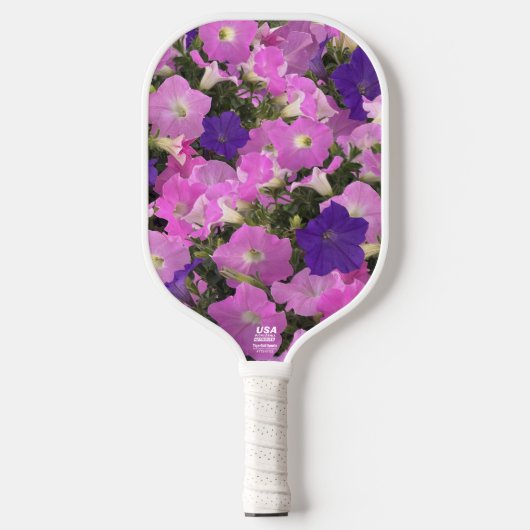 Raquette De Pickleball Photo Image Of Morning Glory Pink & Purple Flowers (Recto)