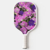 Raquette De Pickleball Photo Image Of Morning Glory Pink & Purple Flowers (Verso)