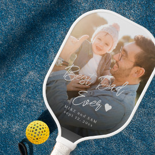 Raquette De Pickleball Photo personnalisée meilleur père jamais nom de sc