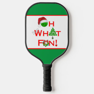 Raquette De Pickleball Pickball Noël Oh Quel Amusant Rouge Vert Blanc