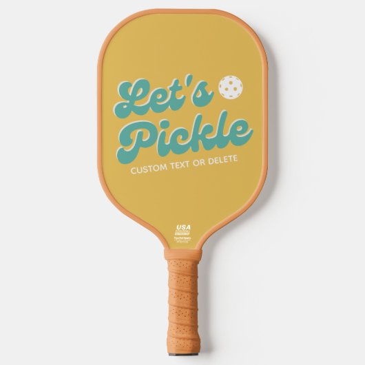 Raquette De Pickleball Pickle Cool Retro Texte personnalisé (Recto)