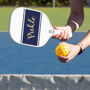Raquette De Pickleball PICKLE Large Marine Bleu Blancs Blancs joli Script